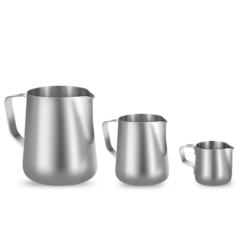 Barista Milk Jug - プロフェッショナルステンレススチールミルク泡立てピッチャー350ml/550ml-ラテアートジャグ、測定マーク&アートペン付き、バリスタコーヒーツール