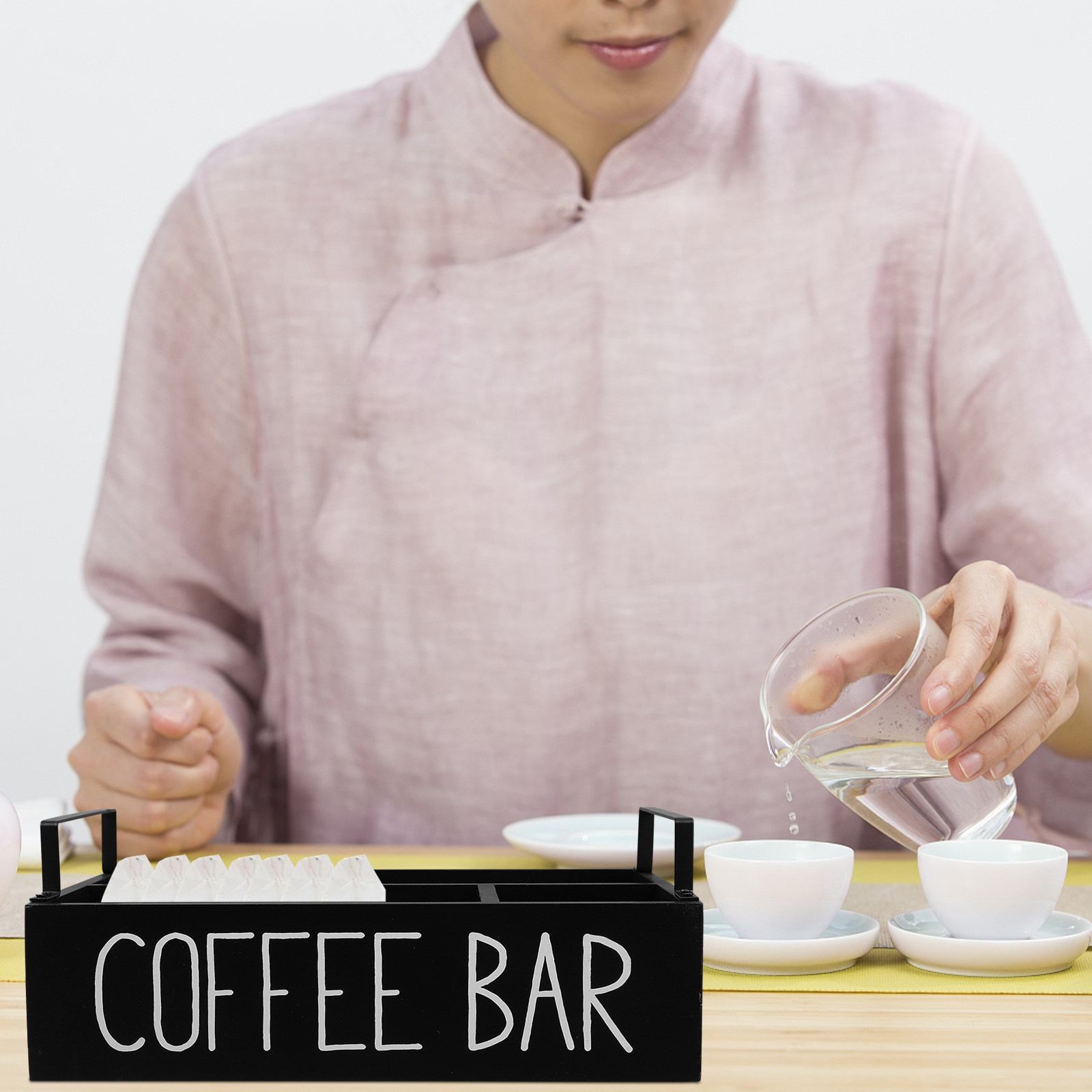 木製ティーバッグ収納ケース。仕切り付きで、コーヒー、紅茶、砂 - Coffee Tea Sugar のレビューと価格
