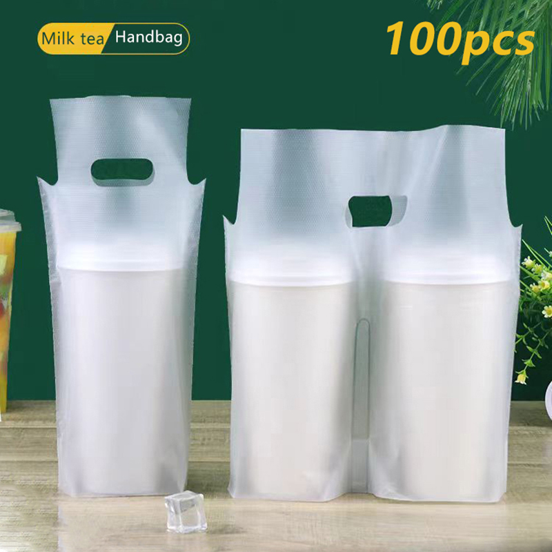 100 個使い捨て飲料ビニール袋コーヒーテイクアウトトートバ - Coffee Tea With Milk のレビューと価格