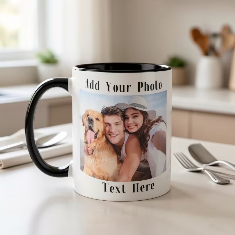 オリジナルデザインの両面写真・テキスト・ロゴ入りセラミック製 - Coffee Tea Name のレビューと価格